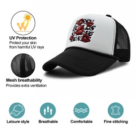 Enwokran Baseball Cap Quirky Bizarre Embroidery Hats Unisex Hip Hop Trucker Caps Foam Front Mesh Back Adjustable Snapback Sun Protection Hats Baseball Cap, black white, Unit size