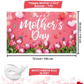 Mothers Day Banner Backdrop Mothers Day Decorations Mothers Day Backdrop for Photography Happy Mothers Day Banner Backdrop Mothers Day lndoor Outdoor Party Wall Background
