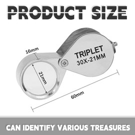 JYNVO Jewelers Magnifier 30X Metal Folding Pocket Magnifier Magnifier for Detail Work Jewelry Coins Stones Coins Stamps