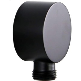 Shower Elbow Bathroom Round Drop Ell Shower Hose Connector 1/2" NPT Female Shower Hose Adapter Wall Supply Elbow Bathtub Water Outlet Spout Wall Union Hand Held Shower Attachment,Matte Black