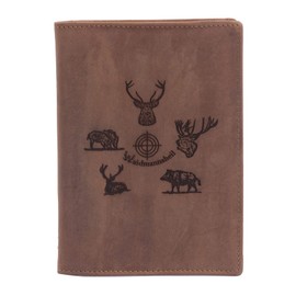 FFelsenfest Gun Licence Folder with Hunting Motifs ID Card Cover DIN A6 Case for Hunting Licence, Inspection Licence, Gun Owning Card, brown, Vintage