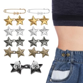 COMNICO Pant Waist Tightener, 10Pcs Adjustable Star Button Waist Cincher Clip Star Buttons Pins Detachable No Sewing Decorative Waist Buckles for Loose Jeans Pants Skirts Sleeves