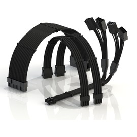 LINKUP - AVA 4-in-1 12VHPWR PCIE 5.0 Power Adapters | 600W 16AWG | for All PSUs | UL-Rated, Sleeved Jacket | 4 Pcs Kit for RTX4000 GPUs | Elevate Gaming Performance | 40cm Black