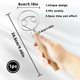 Dänischer Teigbesen, Dänische Teig Schneebesen 13-Zoll-Holländischer Schneebesen Eierschläger, 13-Zoll und Kuchenherstellung, Langlebiger Mixer aus Edelstahl 304 für die schnelle Teigzubereitung