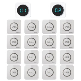SINGCALL Restaurant Pager System Waiter Calling System Pagers and Beepers for Kitchen,Fast Food,Hotel,Restaurants,Cafe,Bar to Call Waiters 16 Waterproof Wireless Call Buttons 2 Number Display Receiver