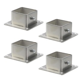 Wealrit 4 Pcs Stainless Steel Square Post Bases Heavy Duty Post Brackets for Fence Deck Railing Support (1.5" x 1.5")