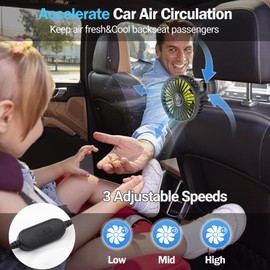 HUENLYEL USB Car Seat Fans for Backseat Baby, Electric 5V USB Car Cooling Fan for Car Rear Seat Baby Kids Passengers(USB Powered Only, No Battery)
