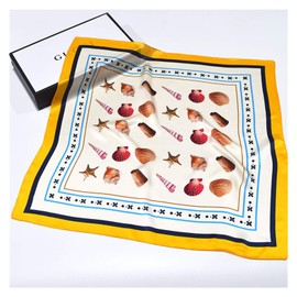 GEZIPUO Silk Scarf for Girls 68cm Korean Fashion Trendy Print Mulberry Silk Scarf Birthday Anniversary, White