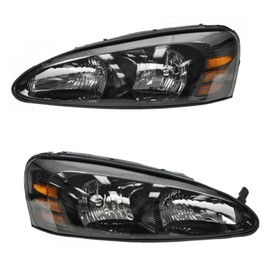 TRQ Driver and Passenger Side Headlight Assembly Set Compatible with 2004–2008 Pontiac Grand Prix