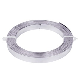 BENECREAT 16.5 Feet 10mm Wide Flat Jewelry Craft Wire 18 Gauge Aluminum Wire for Bezel, Sculpting, Armature, Jewelry Making - Silver