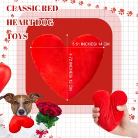 24 Pieces Valentine Stuffed Toys Red Heart Shaped Squeaky Dog Toys Valentine's Day Plush Toys for Puppy Dog Valentine's Day Squeaky Dog Toys for Small Medium Large Dog Valentine Costume Accessories