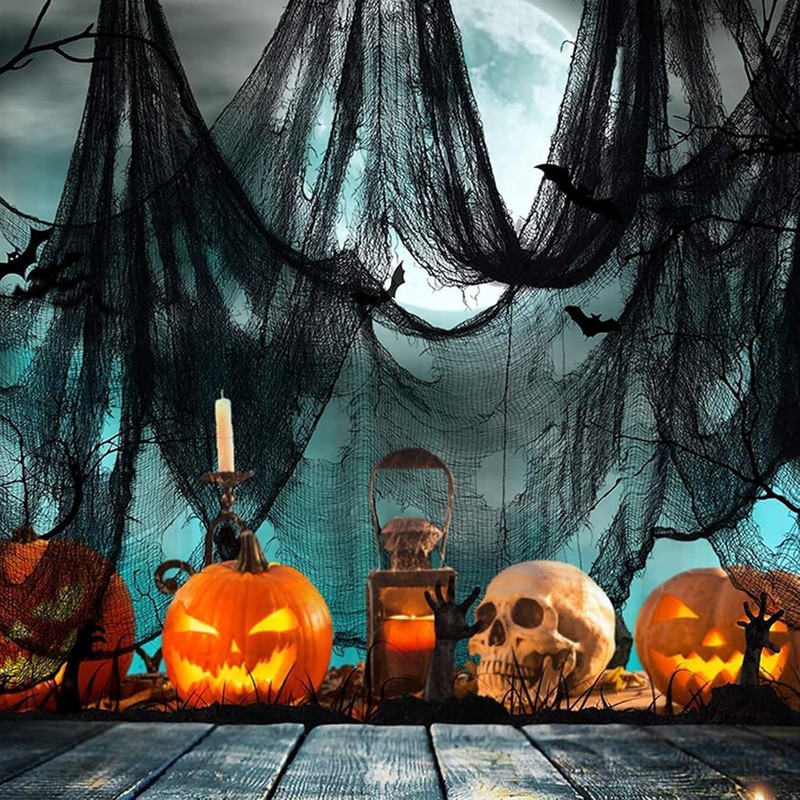 Telaraña de Halloween Tela Espeluznante Negra, 3PCS Decoración de Halloween