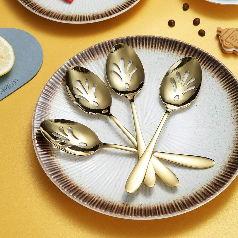 HOMQUEN Gold 10-Piece Serveware Cutlery Set, Stainless Steel Serving Utensil