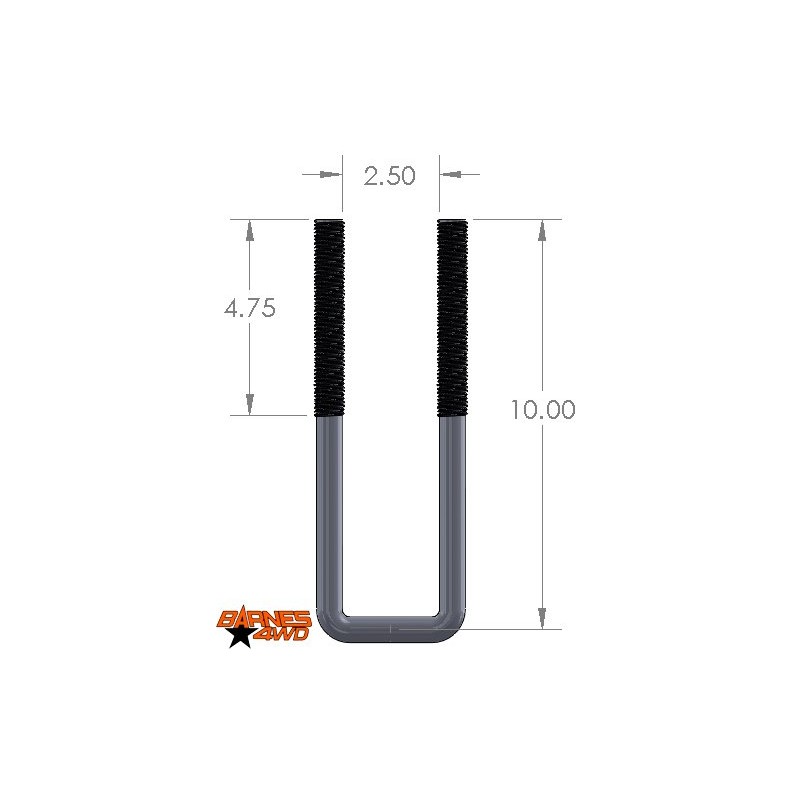 U BOLT, 5/8" X 2 1/2" X 10" SQUARE