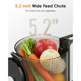 FORLIM Cold Press Juicer, 5.2" Large Feed Chute Fits Whole Fruits, Slow Masticating Juicer Machine, Easy to Clean, High Juice Yield Juice Extractor for Fruits & Vegetables, Daily Home