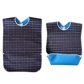 JZK Long large waterproof feeding bib for elderly, adult and teenager, washable adult dribble bib for disabled people and stroke patient