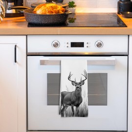 GWFSJYU Deer Hand Kitchen Towel, Rustic Deer Bathroom Decor, Elk Dish Tea Towels for Kitchen, Deers Gifts for Women Men, Fawn Moose Decorative Hand Towels for Bathroom Cabin, 16x24 in