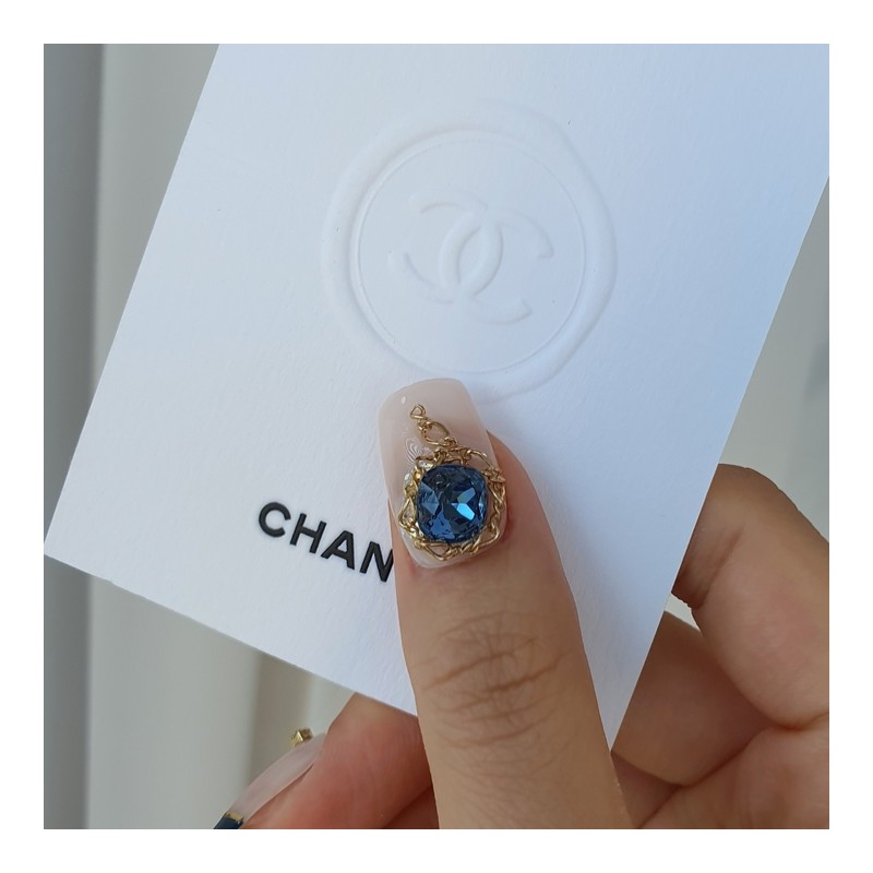 Royal Blue Denim Handmade Nail Tips - Natural / 로얄