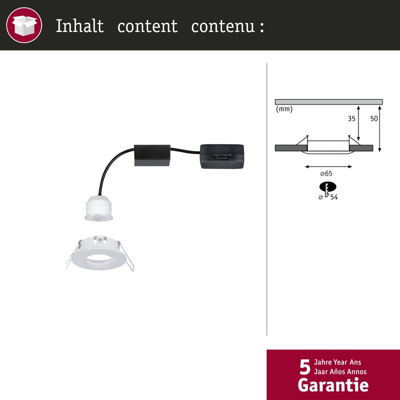 Paulmann 94298 Nova Mini LED Recessed Luminaire Coin Round Rigid