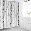 Birch Trees Shower Curtain Abstract Watercolour Gray White Mottled Trunk