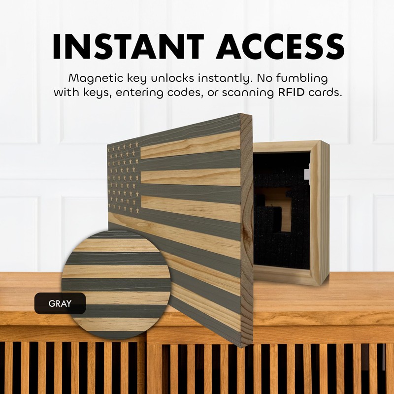 American Flag Hidden Gun Safe - Quick Access Hidden Gun