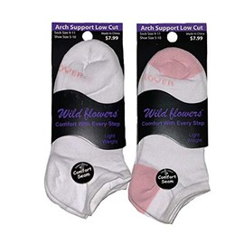 Wild Flowers Ladies 3PR Light Weight Low Cut Socks (White/Pink)