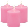 Unscented Pink Pillar Candles, 45 Hour 3x4 Inch Dripless Tapered