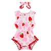 Leapparel Baby Girl Strawberry Clothes Toddler Playsuit Pink and White