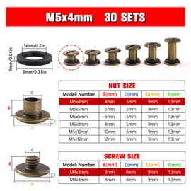 YIXISI Chicago Binding Screws Kit, Bookbinding Screws, Chicago Binding Screws, Leather Rivets, for Leather Decoration, Bookbinding, Bronze (Pack of 30)