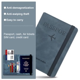 Souvik Passport Holder with RFID Blocker, Secure Passport Case for Passport, Credit Cards and IDs, Ideal for Travel and Everyday Use, blue, Contemporary