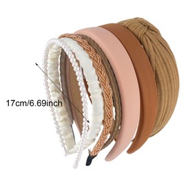 AWAVM 7PCS Fabric Headbands Set,Pearl Headbands,Wide Padded Hairbands,Thin Braided Headbands,Padded Hair Bands Set,Vintage Hair Accessories,multi-coloured hair hoops for Women and Girls