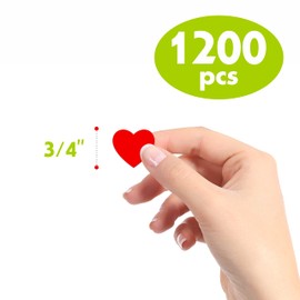 Hebayy 1200 PCS Red Heart Shaped Sticker Labels with Perforation Line in Roll, Use for Valentine's Day, Award Charts, Offices, Teachers & Classrooms, Bookmarks (3/4" in Diameter)
