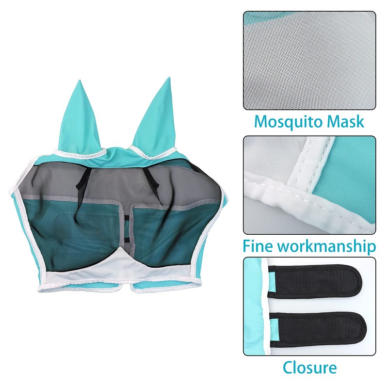 Andiker Maschera da mosche per cavalli con orecchie, morbida lycra,