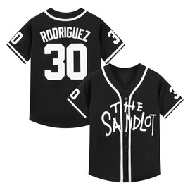 Youth Baseball Jersey #30 Stitched The Sandlot Benny The Jet Rodriguez Movie Kids Baseball Jersey Gift for Kids Black(X-Large)