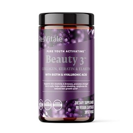 ResVitále Beauty 3 - Suplemento para el cuidado de la piel con colágeno, queratina y elastina - 90 cápsulas