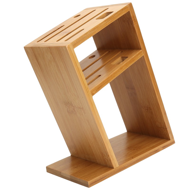 Bamboo Knife Holder Inclined Kitchen Knife Holder Multifunctional Bamboo Rack
