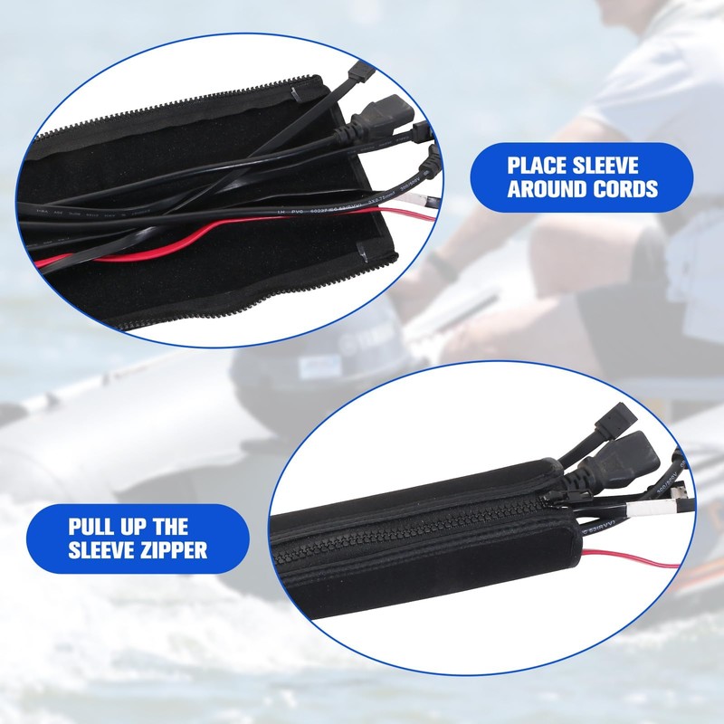 48inch Neoprene Trolling Motor Cable Sleeve 2'' Dia Cable Organizer