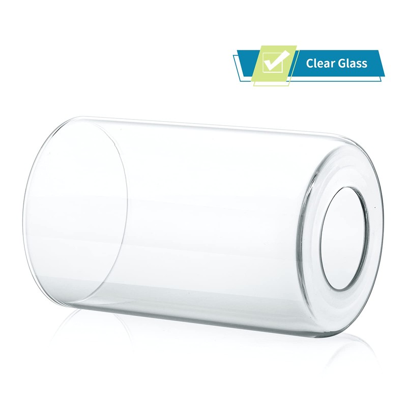Skelang Clear Lip-less Glass Lamp Shade, Cylindrical Light Cover with
