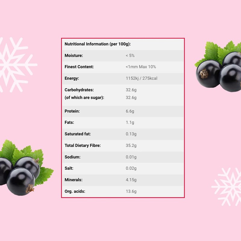 Freeze Dried Blackcurrant Powder 100g - No Added Sugar, 100%