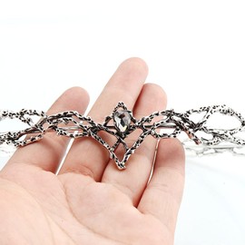 Elf Princess tiara King Headband Princess Headpieces Fairy Crown for Women Ladies Girls Princess Queen Birthday Wedding (2-Silver With Black Diamond)