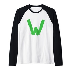Creative Bold Green Letter W - Design Alphabet - Marker Raglan Baseball Tee