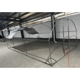 Unbranded Round Metal Chicken Coop Walk-in Chicken House Outdoor Pen Hen Run Cage - 9.8' W x 6.5' D x 6.5' H