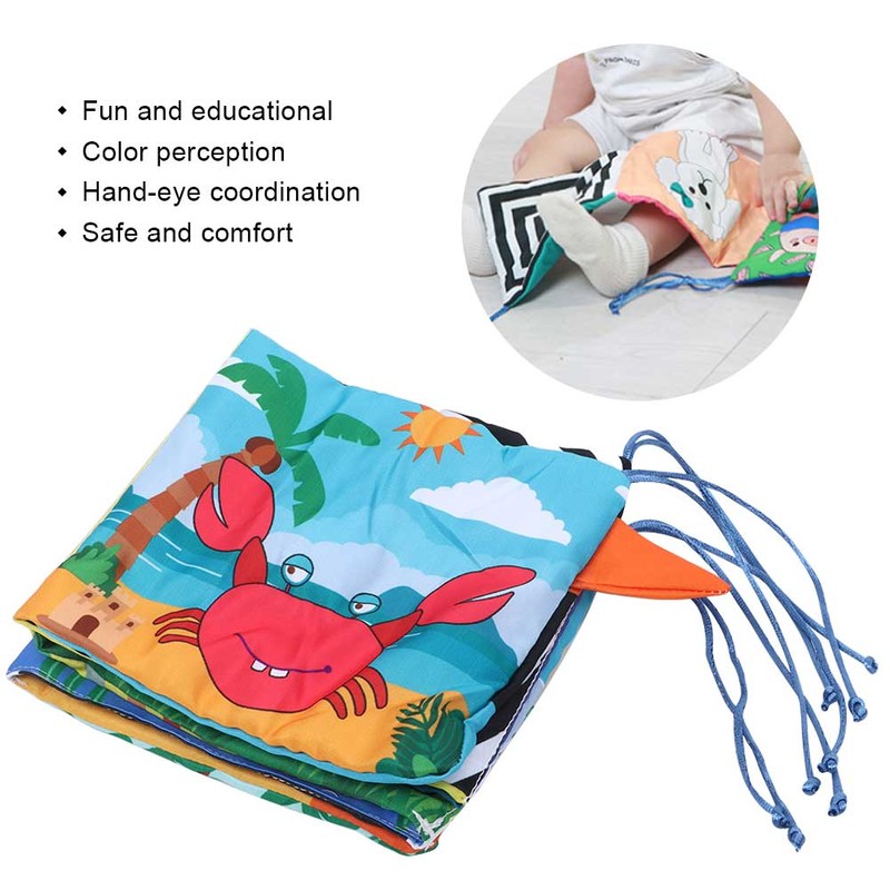 Infant Crib Cloth Book Cute Animal Learning Rattle Distorting Mirror