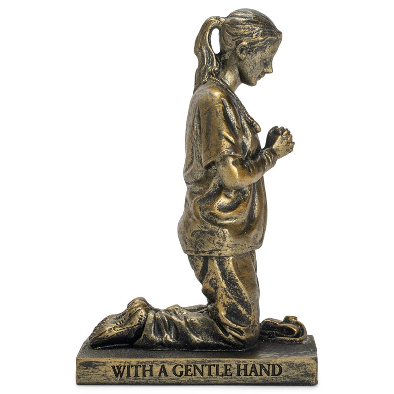 Praying Nurse Resin Stone Tabletop Sculpture - Stands 5.5" Tall