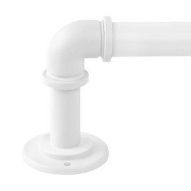 OLV White Industrial Curtain Rods for Windows 66 to 120 Inch(5.5 to 10 Feet), 1 Inch Diameter Blackout Wrap Around Adjustable Heavy Duty Window Drapery Rods, Indoor and Outdoor