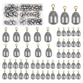Fishing Weights Sinkers Assortment, Iron Fishing Sinkers and Weights Bass Casting Weight Sinkers Bell Sinkers with Ring Teardrop Weights for Saltwater Freshwater Steelhead Fishing (58pcs)
