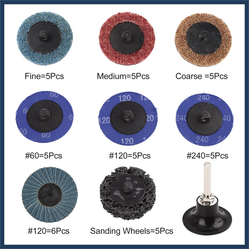 INFINAUTO 42 Pcs Sanding Discs Nylon Roll Lock Surface Coarse