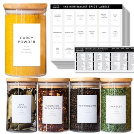 Minimalist Spice Labels for Spice Jars - 146 Spice Jar Labels Stickers for Containers - Spice Labels Stickers Preprinted - Spice Organizing Labels Herb Seasoning Kitchen Pantry Labels