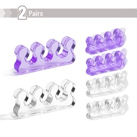 Dr. JK- Toe Separators for Pedicure, 2 Pairs, Purple & Clear, Toe Separators for Women Pedicure, Christmas Gifts
