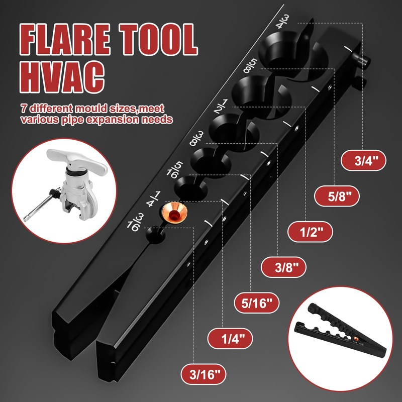 Lingvee 7 Pcs Eccentric Tubing Flaring Tool Kit 7 Dies